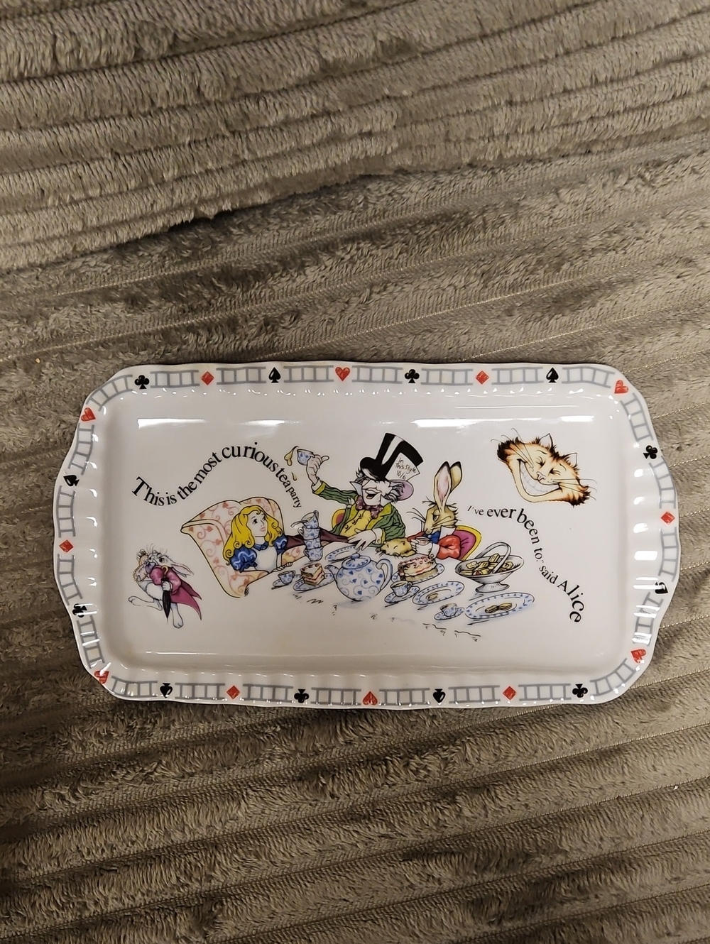Alice in Wonderland Ceramic Serving Tray - White